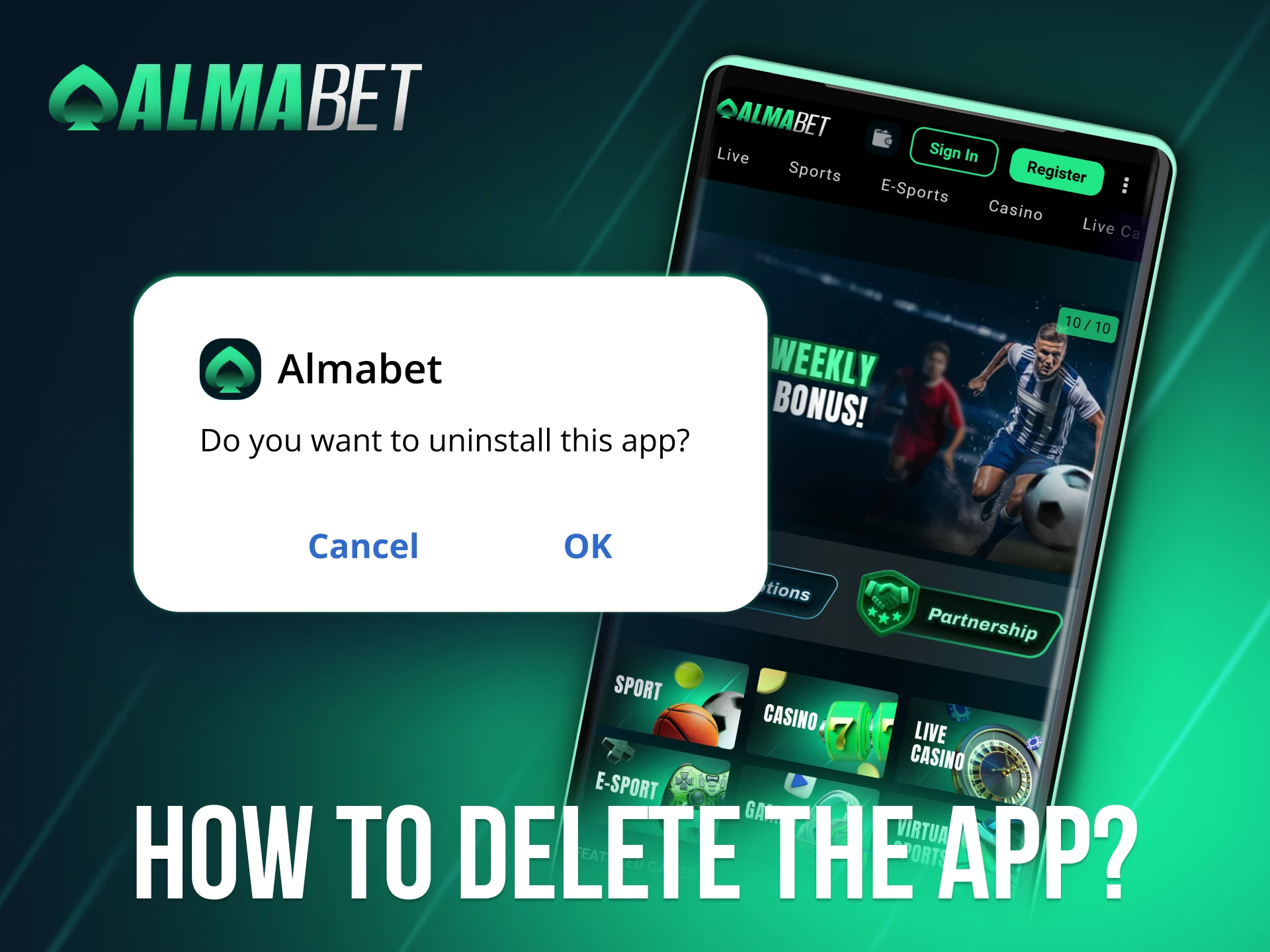 Reinstall the Almabet app effortlessly whenever you choose.