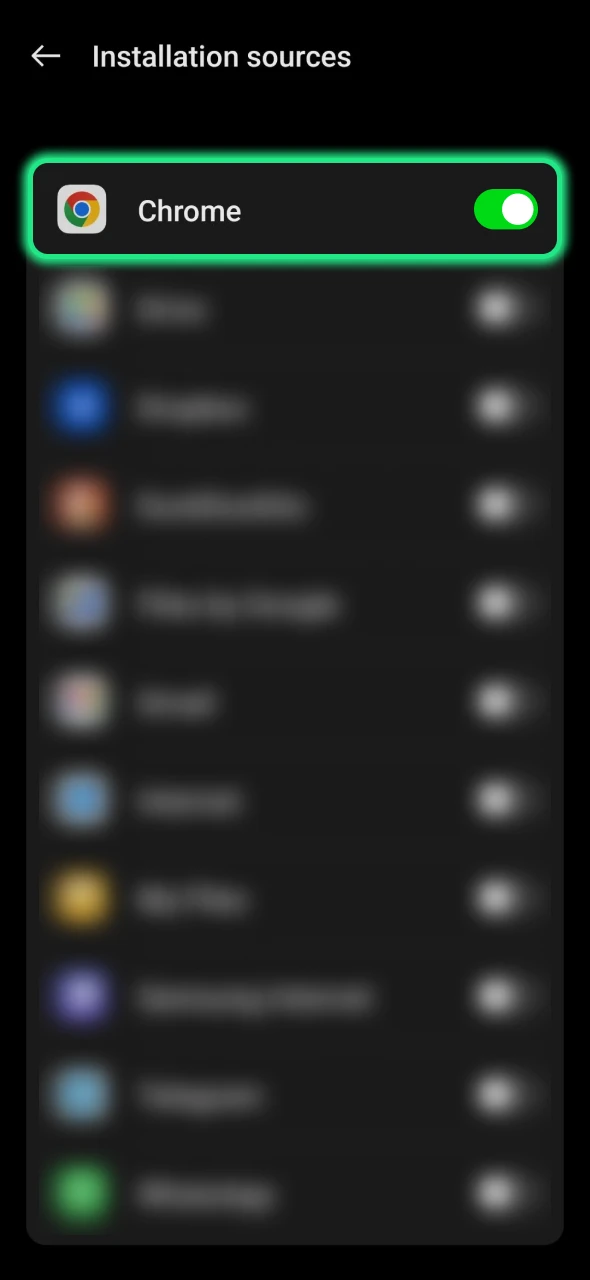 Enable installations from unknown sources on your phone.