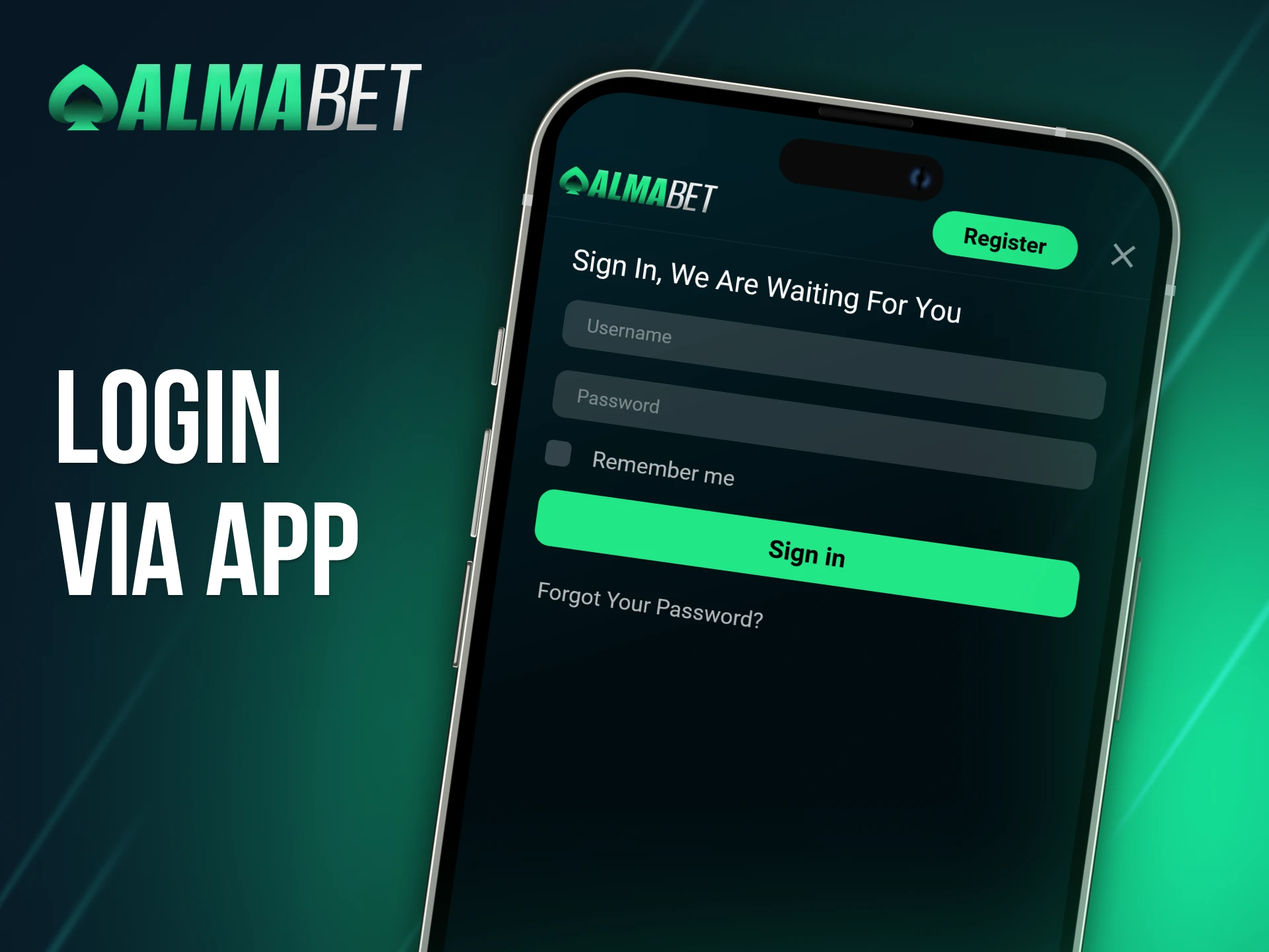 The login process in the Almabet app is simple and secure.