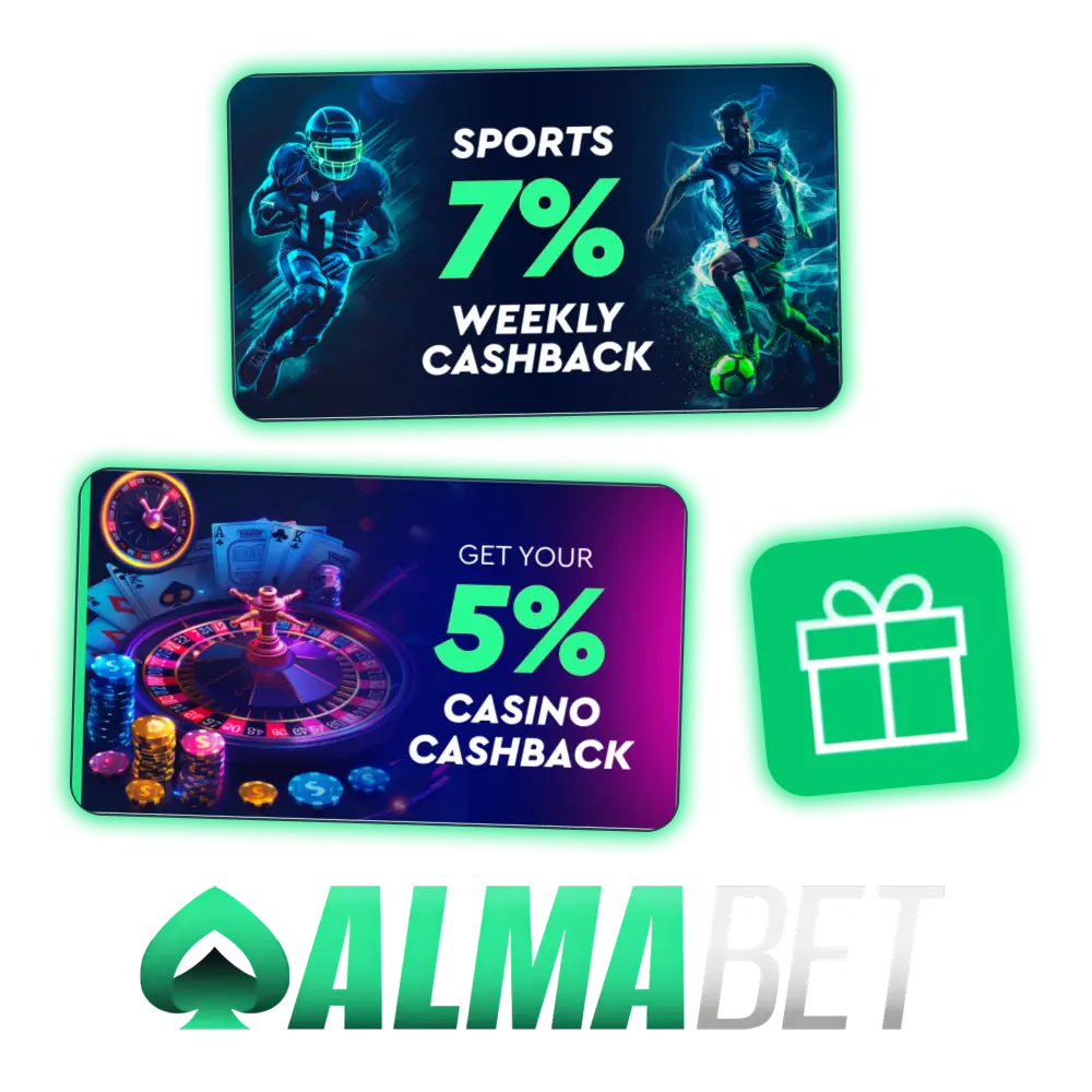 Claim and enjoy great bonuses at the Almabet platform.