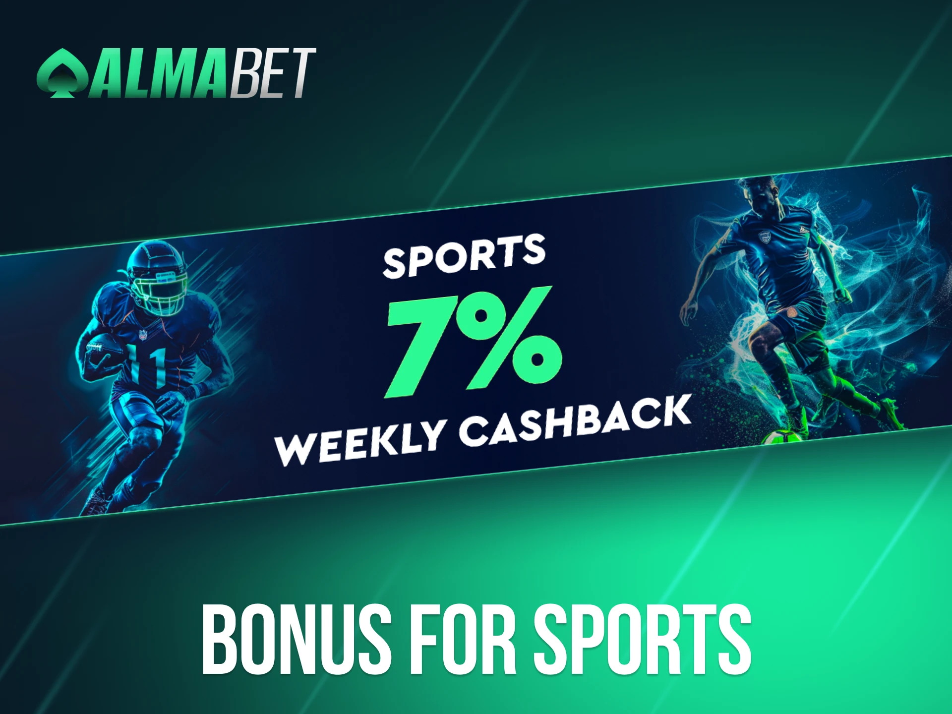 Take advantage of a special cashback offer for sports betting at Almabet.