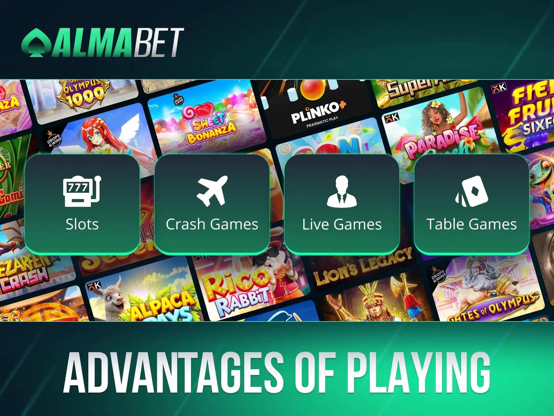 Play casino games at Almabet and win big.