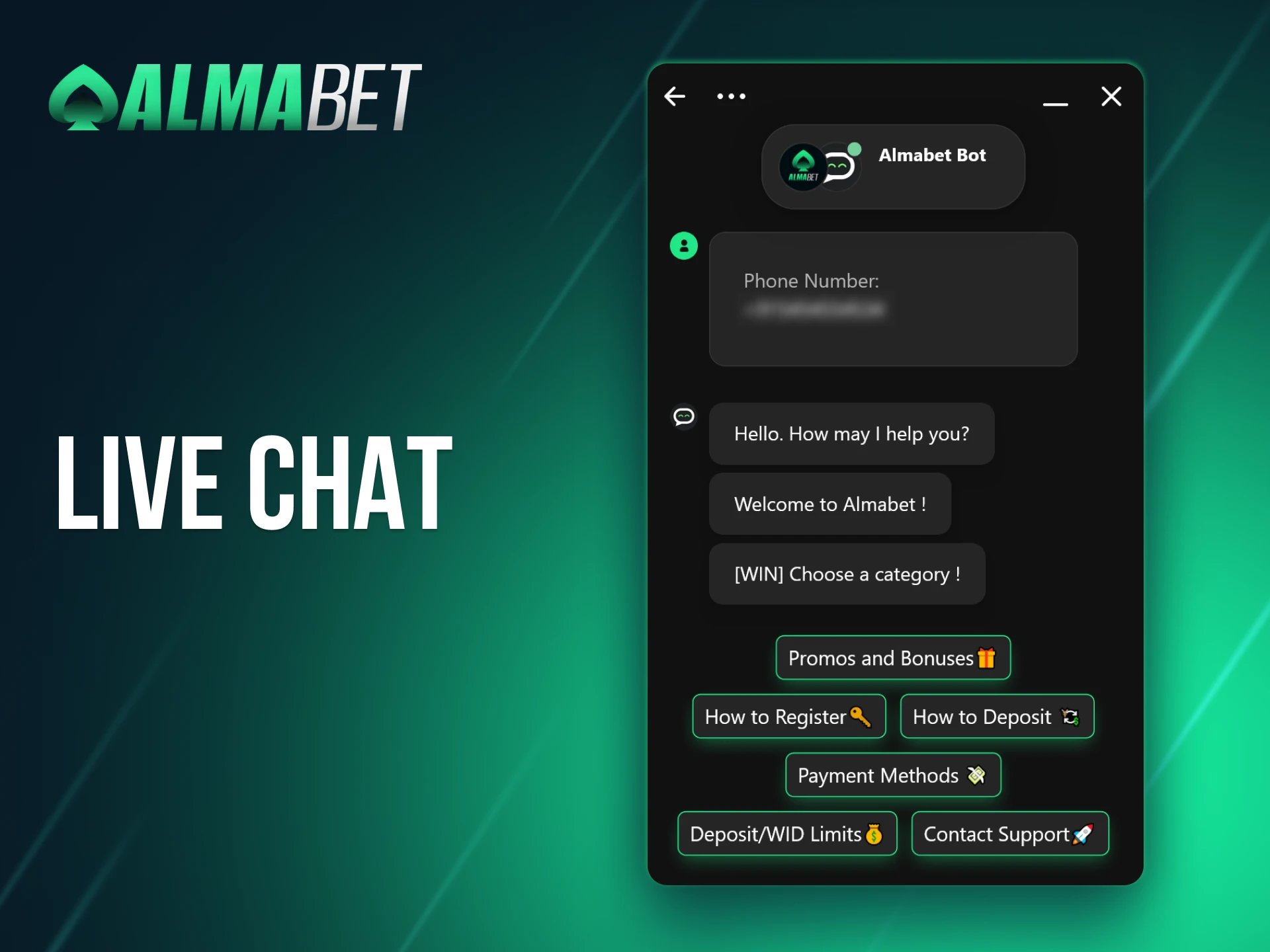 Use the live chat feature at Almabet for quick assistance.