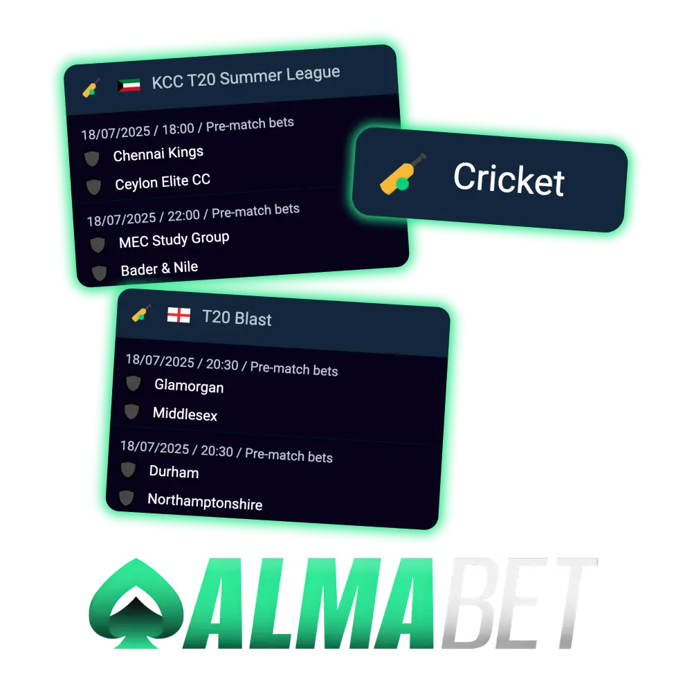 Try online cricket betting with Almabet official plarform.