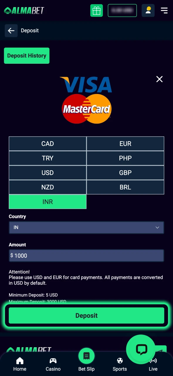 Confirm the payment by pressing the button at Almabet.