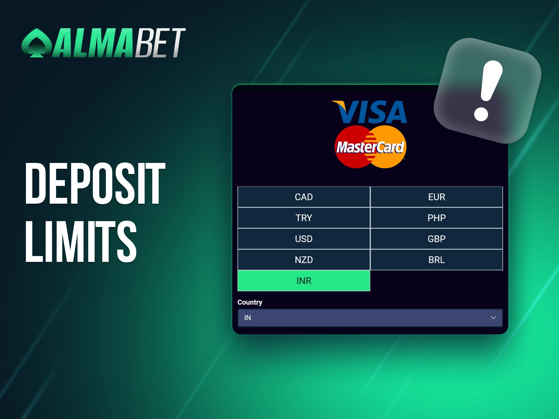 Be aware of the deposit limits at Almabet.