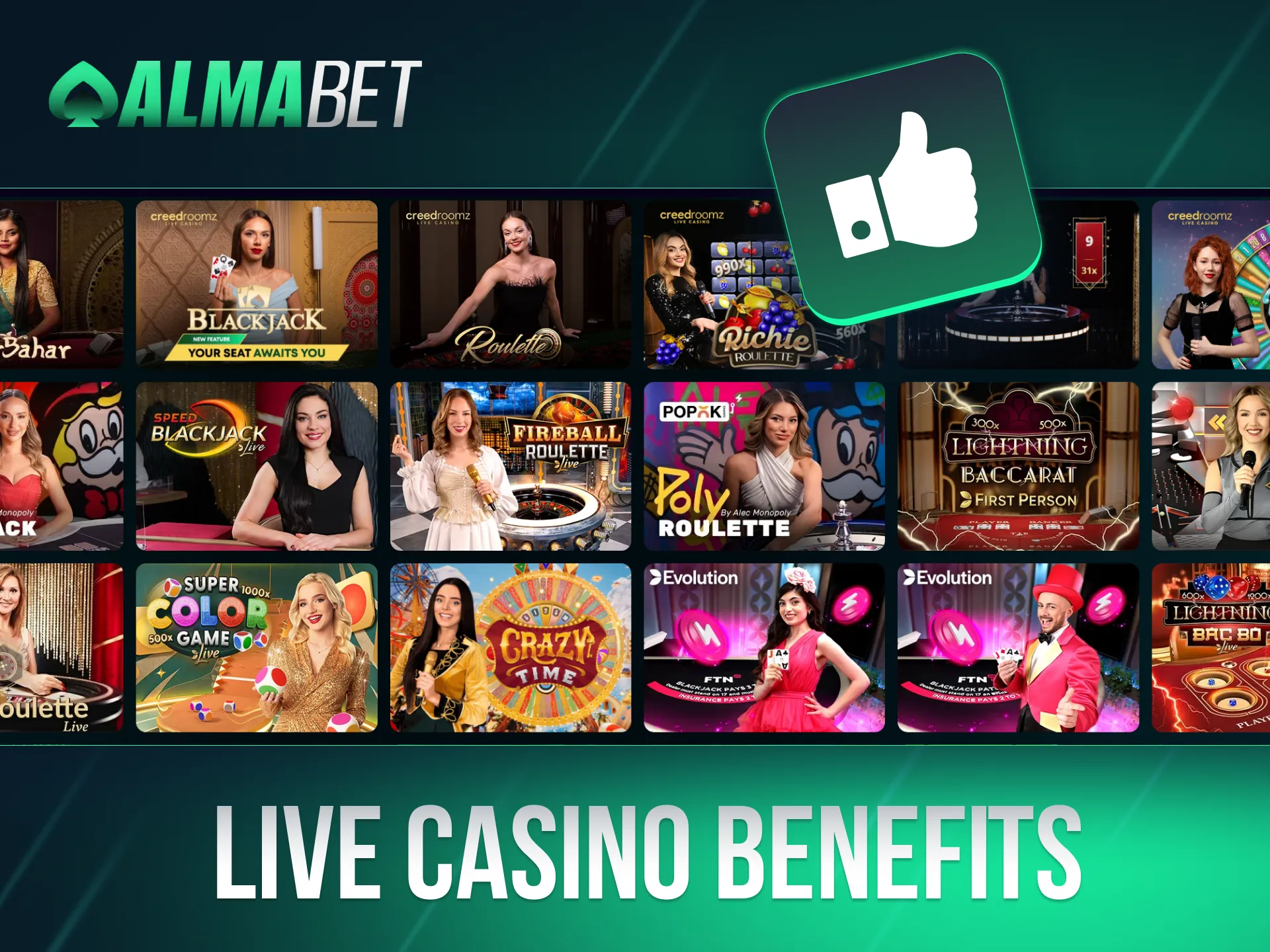 Spin the wheel, deal the cards, and win at Almabet’s live casino.