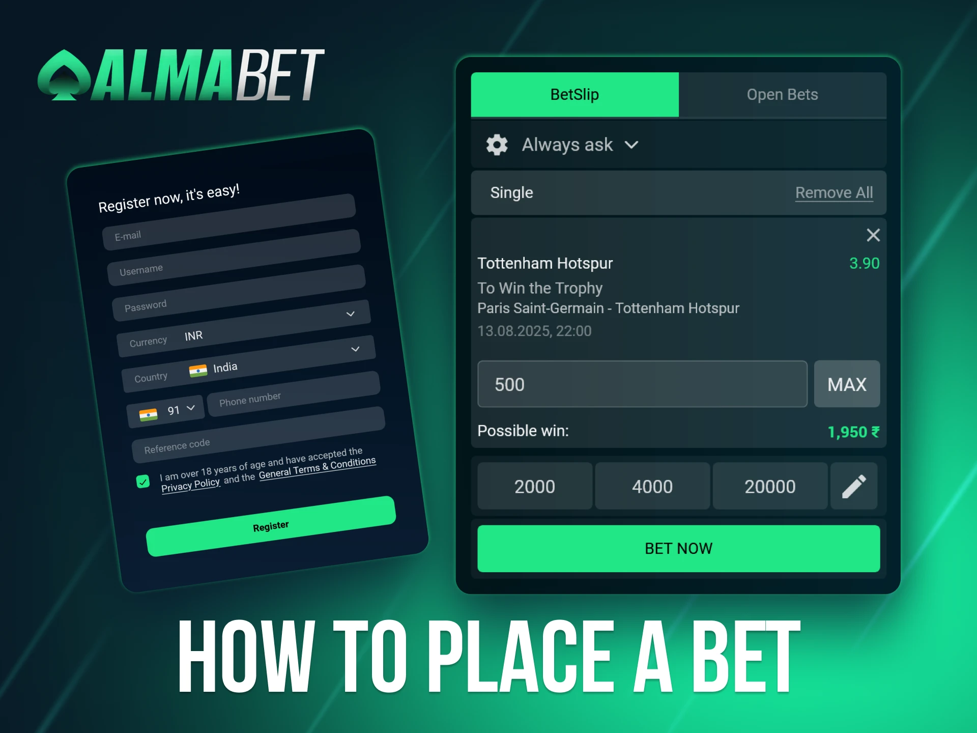 Almabet makes sports betting simple and convenient for Indian users.