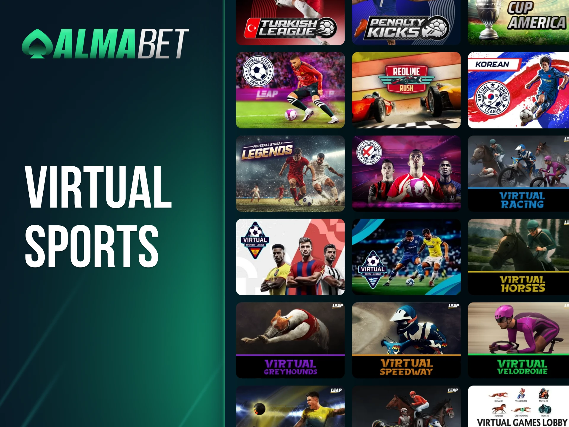 Experience betting on virtual sports with Almabet.