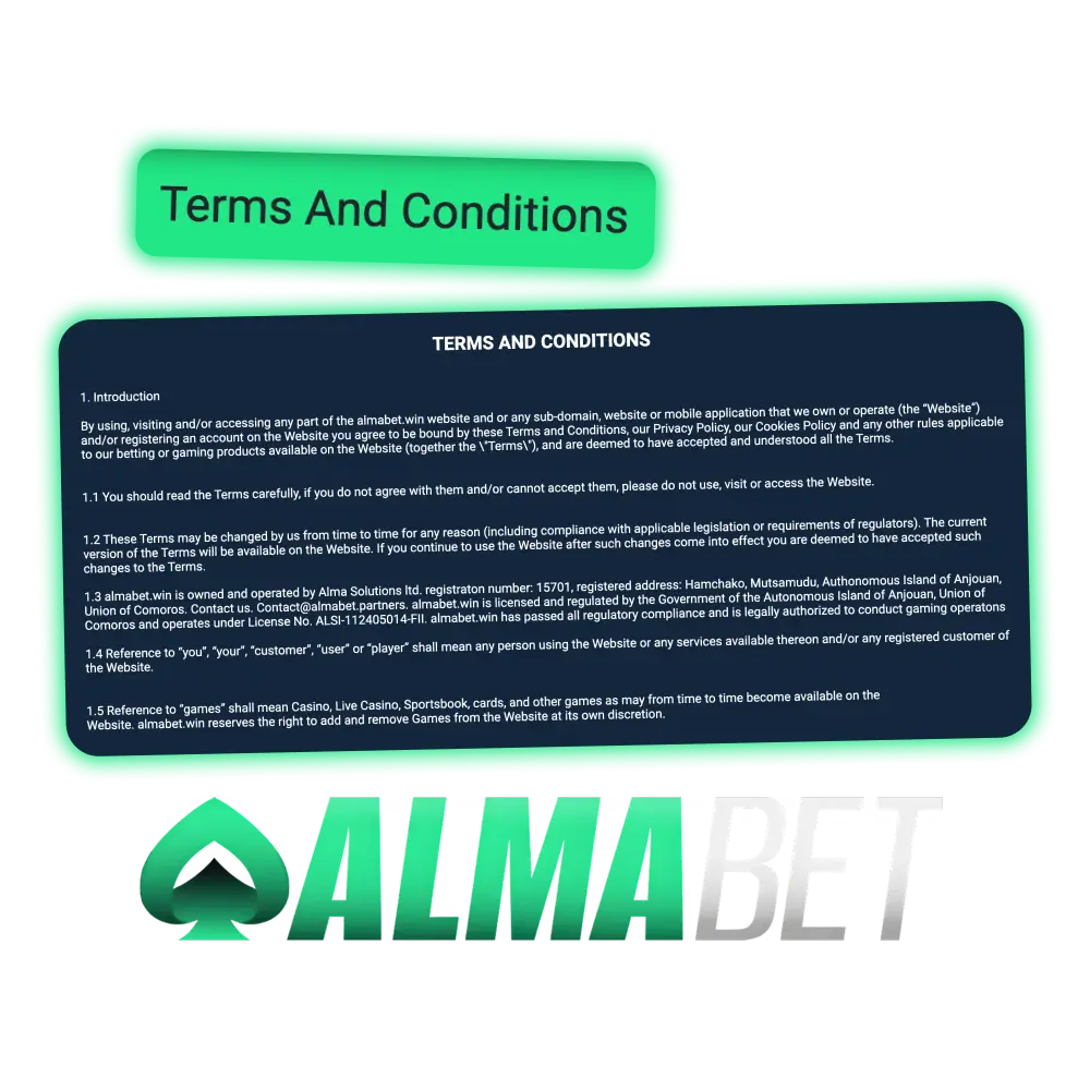 You must follow the terms and conditions of Almabet platform.