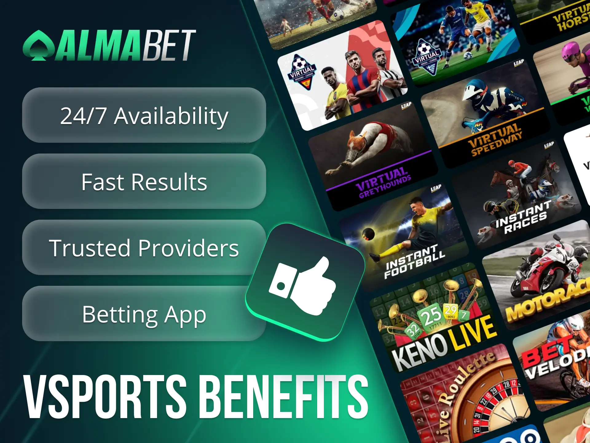 Make the most of Almabet's virtual sports betting opportunities.